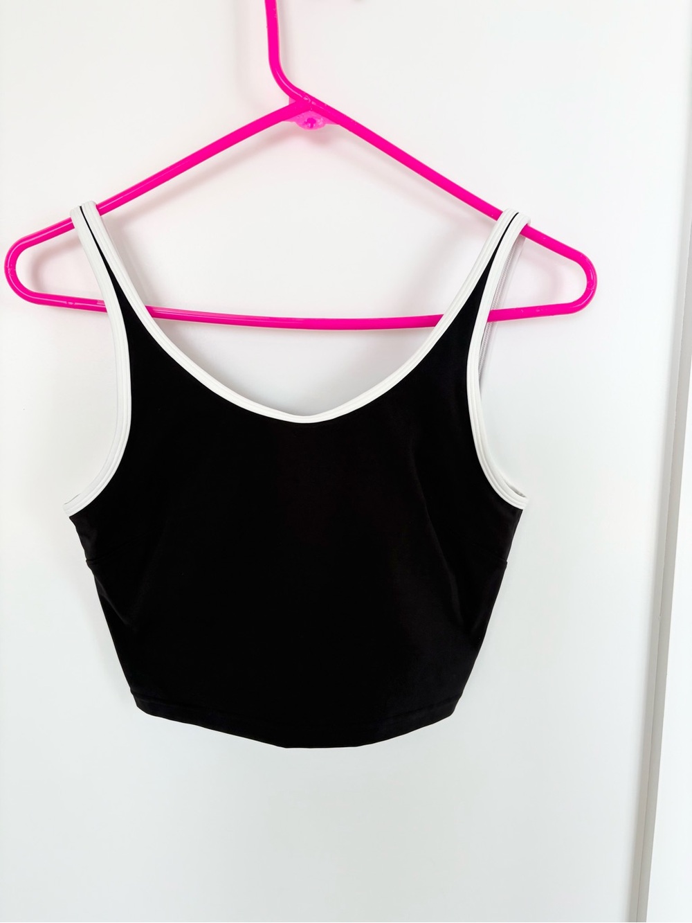 Lululemon Longline Sports Bra Crop Tank Black White Trim Size S